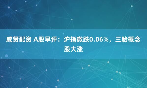 威贤配资 A股早评：沪指微跌0.06%，三胎概念股大涨