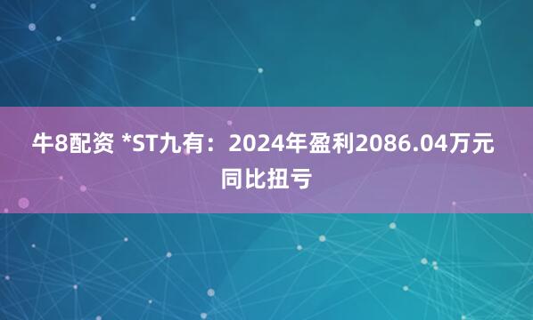 牛8配资 *ST九有：2024年盈利2086.04万元 同比扭亏