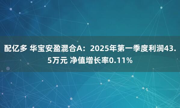 配亿多 华宝安盈混合A：2025年第一季度利润43.5万元 净值增长率0.11%