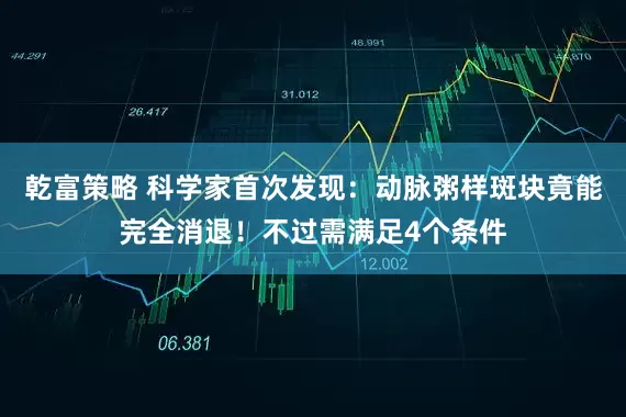 乾富策略 科学家首次发现：动脉粥样斑块竟能完全消退！不过需满足4个条件